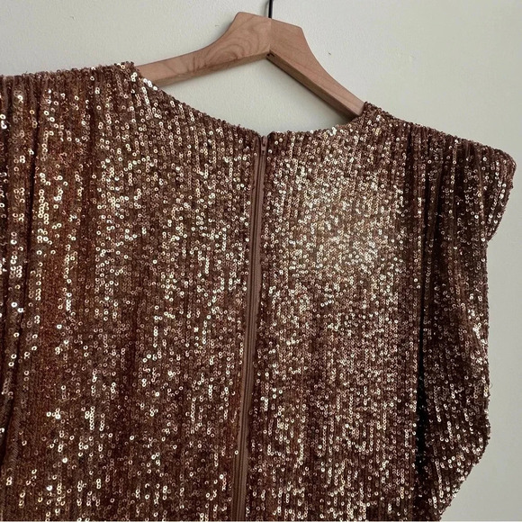 New Fashion Nova Chocolate “Sparkle And Snatched” Shoulder Pad Jumpsuit Size 2X - Picture 8 of 15